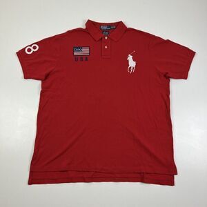 Polo Ralph Lauren Beijing 2008 Olympic Red Rugby Short Sleeve Mens Shirt XXL